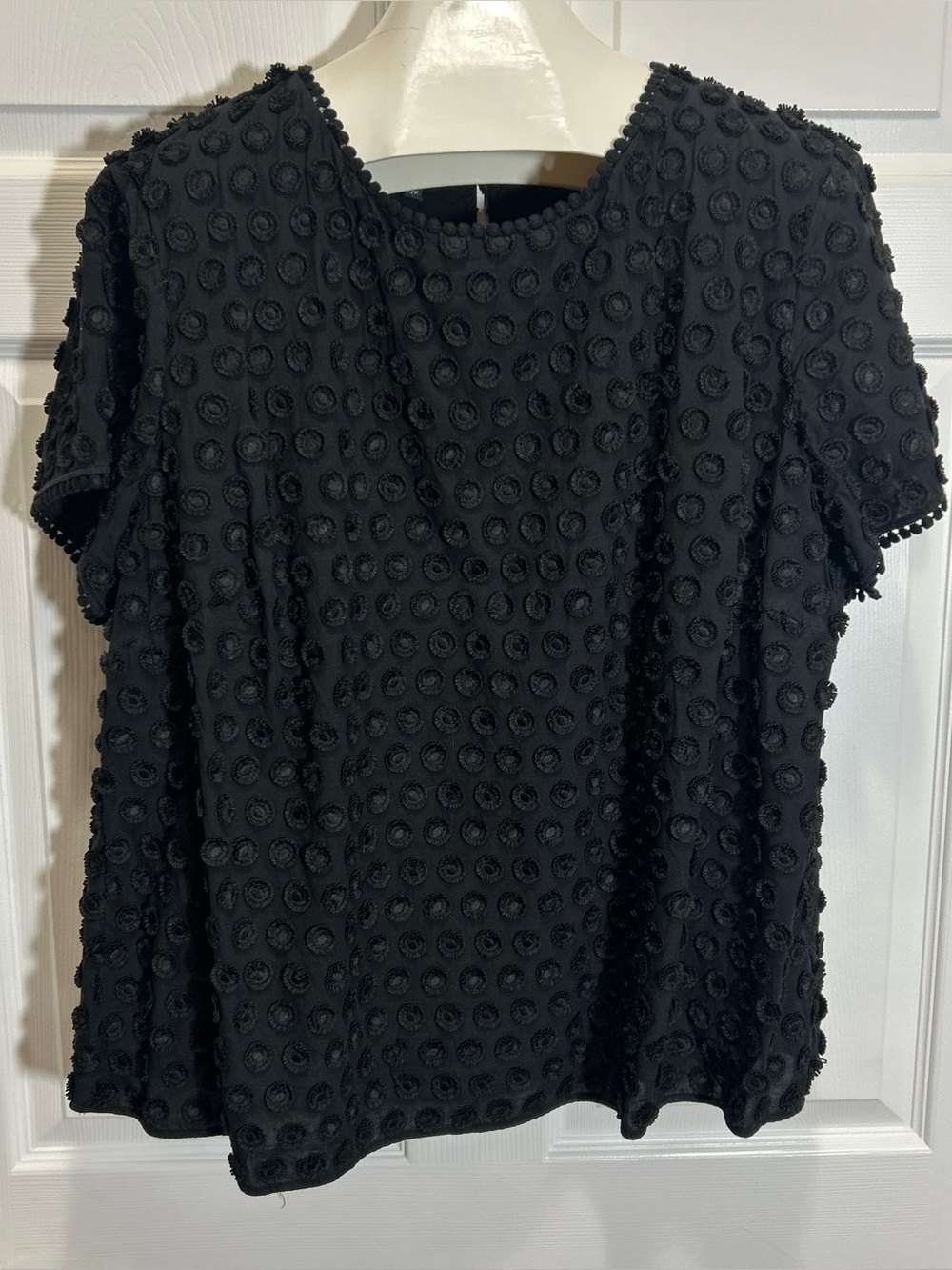 Talbots Black Textured Dot Short-Sleeve Blouse